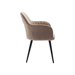 Vente-Unique Lot de 6 chaises avec accoudoirs en velours et métal noir - Beige - ELEANA pas cher