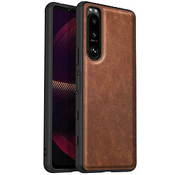 Coque en TPU + PU anti-rayures, anti-empreintes digitales, rétro pour votre Sony Xperia 5 III 5G - marron