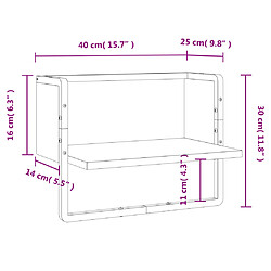 vidaXL Étagère murale avec barre sonoma gris 40x25x30 cm pas cher