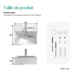 EMKE Vasque à Poser en céramique, Lavabo rectangulaire en céramique avec Trou de débordement, blanc brillant - 41,5 x 36 x 13 cm pas cher