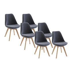 Vente-Unique Lot de 6 chaises en velours et hêtre - Gris - JODY