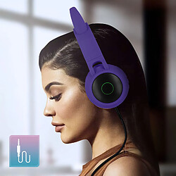 Avizar Casque Bluetooth Design Oreilles Chat Animation lumineuse 12h - Violet Lavande pas cher