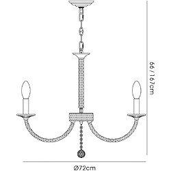 Avis Luminaire Center Suspension Elena 8 Ampoules chrome poli/cristal