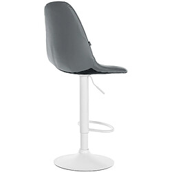 Decoshop26 Tabouret de bar x1 avec repose-pieds hauteur réglable pivotant assise en PVC gris cadre métallique blanc 10_0004831