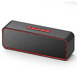 Universal Haut-parleur Bluetooth sans fil, haut-parleur Bluetooth 5.0 portable avec basse double, stéréo 3D, radio FM, fonctions mains libres (rouge)