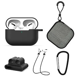 Coque en silicone partie fixe de tissu de crochet de lanière d'écouteur noir pour votre Apple AirPods Pro