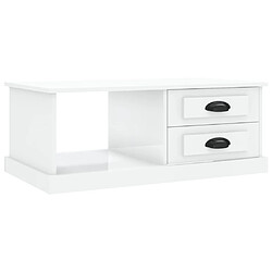 vidaXL Table basse Blanc brillant 90x50x35 cm Bois d'ingénierie