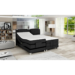 Vente-Unique Ensemble complet boxspring tête de lit + sommiers relaxation électrique + matelas + surmatelas - 2 x 80 x 200 cm - Tissu - Anthracite - CASTEL de PALACIO 