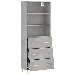 Avis vidaXL Buffet haut Gris béton 69,5x34x180 cm Bois d'ingénierie