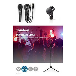 NEDIS PACK Pied de Microphone télescopique avec PERCHE potence et fixation support Micro + MICRO DYNAMIQUE HQ MPW25