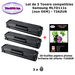 3 Toners génériques Samsung MLT-D111S pour Samsung MFP M2070W M2070W MFP M2078W M2026W imprimante+ 20f A6 brillantes -T3AZUR