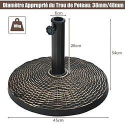 Avis Helloshop26 Base de parasol de patio 45 cm support de parasol ronde en résine résistant aux intempéries pour poteaux de diamètre 38/ 48 mm jardin plage 20_0007864