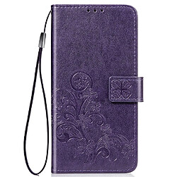 Wewoo Housse Coque Étui en cuir Lucky Clover Pressed Flowers pour LG G8 ThinQavec porte-cartes et porte-cartesportefeuille et dragonne violet