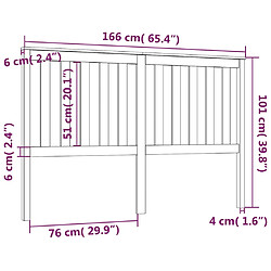 vidaXL Tête de lit Noir 166x6x101 cm Bois massif de pin pas cher