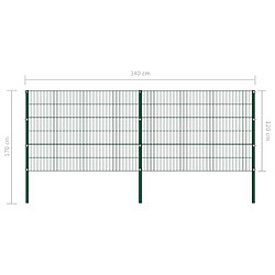 Acheter vidaXL Panneau de clôture avec poteaux Fer 3,4 x 1,2 m Vert