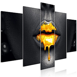 Artgeist Tableau - Gold Lips (5 Parts) Wide [100x50]