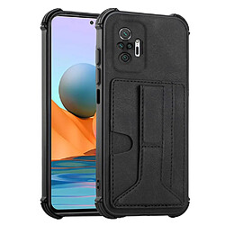 Coque en TPU + PU anti-chute, béquille et porte-cartes noir pour votre Xiaomi Redmi Note 10 Pro 4G (Global)/Note 10 Pro Max