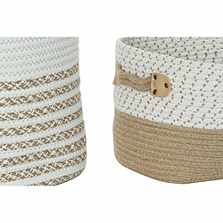 Acheter Set de basket DKD Home Decor Blanc Coton Jute (45 x 45 x 54 cm) (6 Pièces)