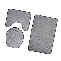 Tapis de bain antidérapant avec contour, couvercle de couvercle de toilette, gris fleur pas cher