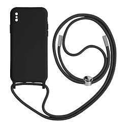 Avizar Coque Cordon iPhone XS Max Semi-rigide Lanière Tour du Cou 80cm Noir