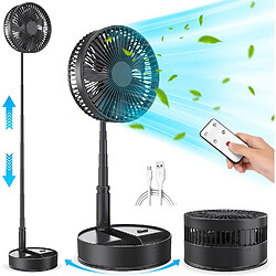 Avis (Noir) Ventilateur sur Pied Oscillant Portatif avec Télécommande, Silencieux de 8 pouces, Ventilateur de Sol Alimenté par Batterie Rechargeable de 7200 mAh Alimenté par USB, Réglable En Hauteur