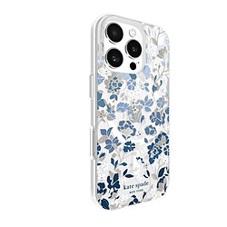 Avis Kate Spade Coque pour iPhone 16 Pro MagSafe Motif Parterre de Fleurs Antimicrobienne Blanc / Bleu