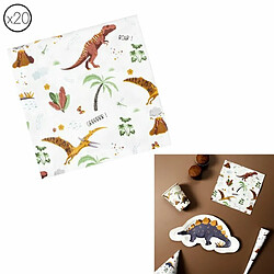 Ludendo 20 serviettes en papier dinosaure