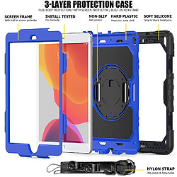 Acheter Wewoo Housse Étui Coque Pour iPad 10.2 Gel de silice coloré antichoc + de protection PC avec support et bandoulière et et fente stylo Noir + Bleu