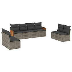 Maison Chic Salon de jardin 8 pcs avec coussins | Ensemble de Table et chaises | Mobilier d'Extérieur gris résine tressée -GKD91075