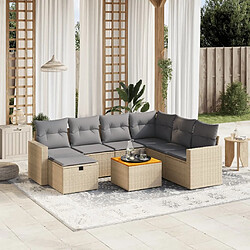 Maison Chic Ensemble à manger d'extérieur 8 pcs avec coussins,Salon de jardin,Mobilier de jardin mélange beige résine tressée -GKD406604