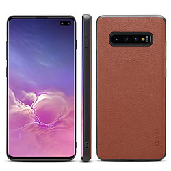 Wewoo Coque Pour Galaxy S10 Denior V7 Housse de protection en cuir de vachette de luxe de ultra-mince marron