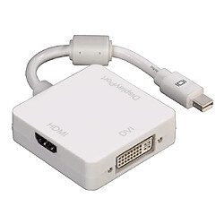 HAMA Adaptateur 3 en 1 mini DisplayPort => DVI, HDMI ou DisplayPort, Blanc