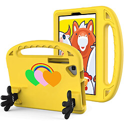 Coque en EVA motif coeur d'amour, anti-chute avec béquille en forme de paume pour votre Samsung Galaxy Tab A 10.1 (2019) SM-T510/T515 - jaune