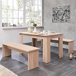 Mes Ensemble table et 2 bancs 139x80x75 cm naturel