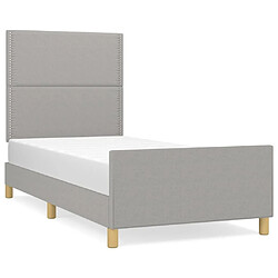 Maison Chic Cadre/structure de lit avec tête de lit pour adulte - Lit Moderne Chambre Gris clair 80x200 cm Tissu -MN47302