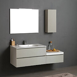 Kiamami Valentina MOBILIER DE SALLE DE BAINS SUSPENDU 150CM AVEC TIROIRS ET MEUBLE SUSPENDU GRIS PERLE | VALENTINA