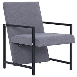 Helloshop26 Fauteuil chaise siège lounge design club sofa salon avec pieds en chrome gris clair tissu 1102277/2