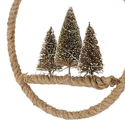 Ecd Germany Couronne de Noël décorative avec 3 sapins Ø37cm avec 50 LED blanc chaud sac jute