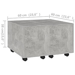 vidaXL Table basse gris béton 60x60x38 cm bois d'ingénierie pas cher