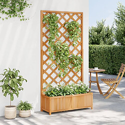 Avis Maison Chic Jardinière,Bac à fleurs avec treillis - pot de fleur marron bois massif de sapin -GKD74956