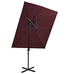 Helloshop26 Parasol déporté à double toit 250 x 250 cm rouge bordeaux 02_0008570