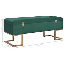 vidaXL Banc avec compartiment de rangement 105 cm Vert Velours pas cher