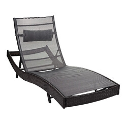 Avis Mendler Chaise longue Savannah, polyrotin, bain de soleil ~ marron chiné, enveloppe gris