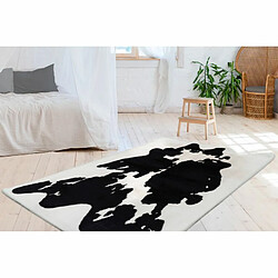 Paris Prix Tapis Imitation Fourrure Rabbit Noir & Blanc 160 x 230 cm