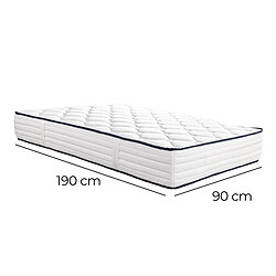 Visiodirect Matelas CUBA 90x190 cm à ressorts ensachés, en mousse haute densité, indépendance du couchage, face été/hiver, épaisseur 27cm