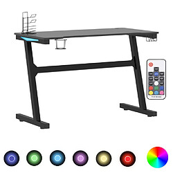 Helloshop26 Bureau table poste de travail meuble d'ordinateur informatique étude de jeu à LED en forme de Z 110 x 60 x 75 cm noir 02_0023778