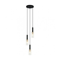 Luminaire Center Suspension Perola Acier Noir 3 ampoules 132cm