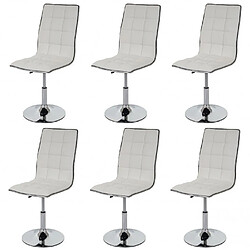 Decoshop26 Lot de 6 chaises de salle à manger hauteur réglable en synthétique blanc CDS04278