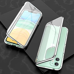 Wewoo Coque Rigide Etui à rabat magnétique en verre trempé à double face ultra-mince avec adsorption pour iPhone 11 argent