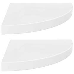 vidaXL Étagères d'angle flottantes 2pcs blanc brillant 35x35x3,8cm MDF